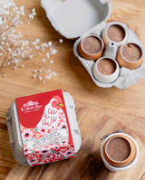 Le Petit Duc - Box of 4 Eggshells filled with chocolate praline & bits of hazelnuts & crepes dentelles