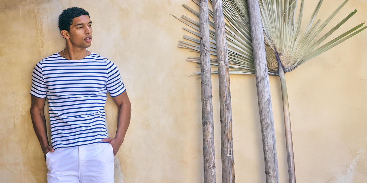 Levant Breton Shirt (WHITE / ROYAL BLUE)