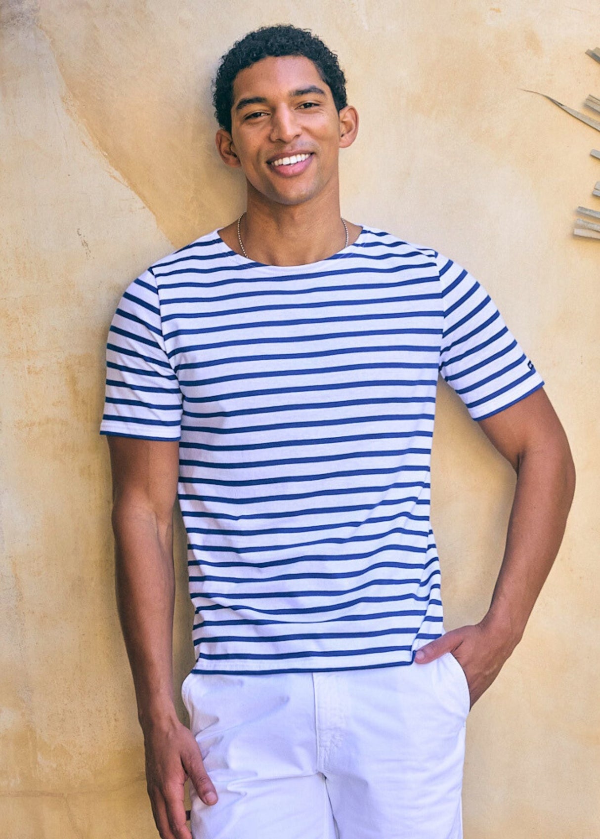 Levant Breton Shirt (WHITE / ROYAL BLUE)