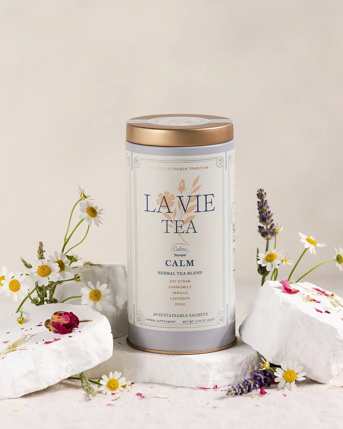 Calm Herbal Tea – Chamomile, Lavender & Rose – La Vie Tea