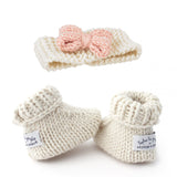 Sophie's Lily Bow & Booties knitting  Set | Rose quartz Stitch & Story