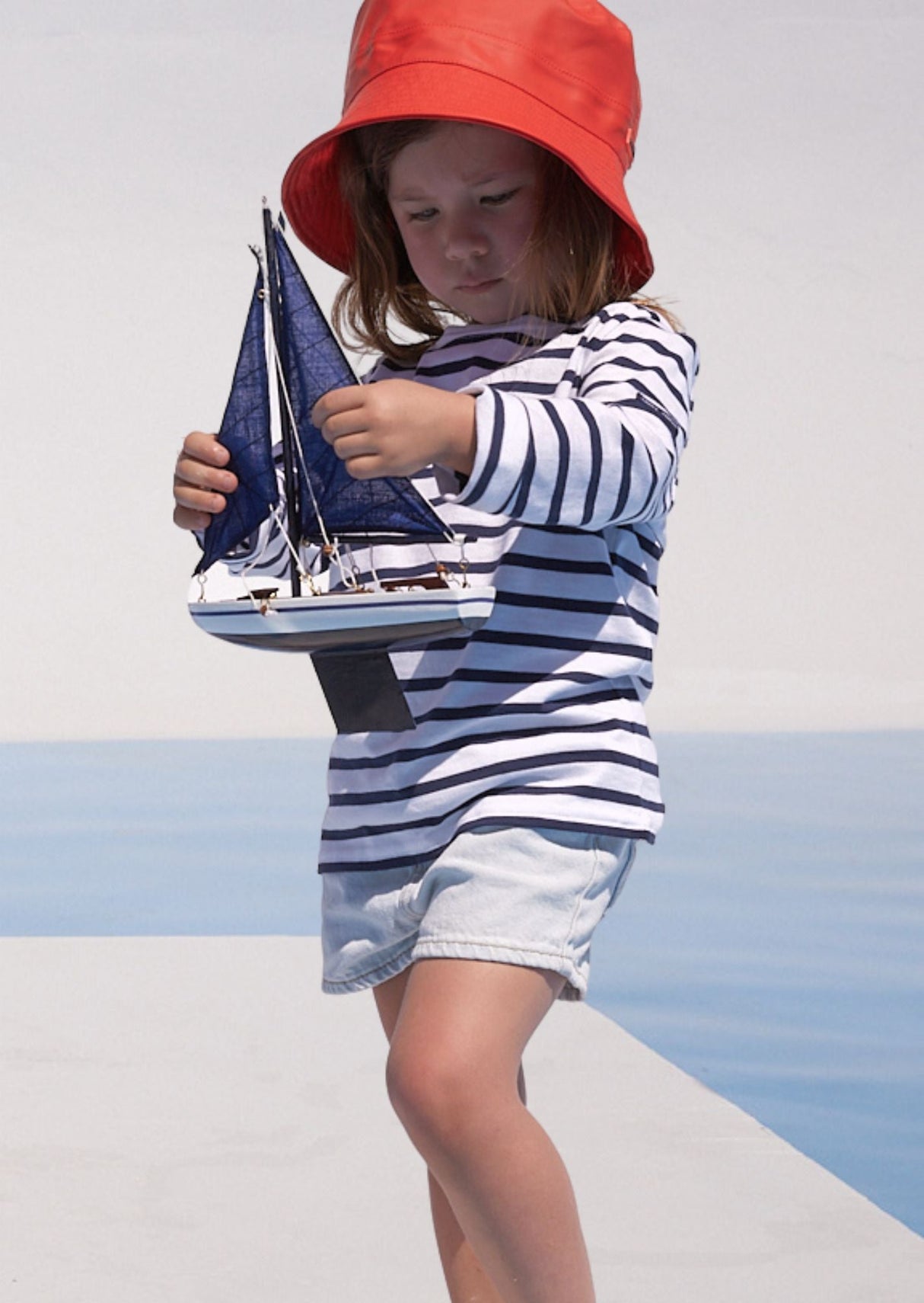 Saint James MINQUIERS KIDS - Authentic Breton Shirt for Kids in Soft Cotton (WHITE / NAVY)