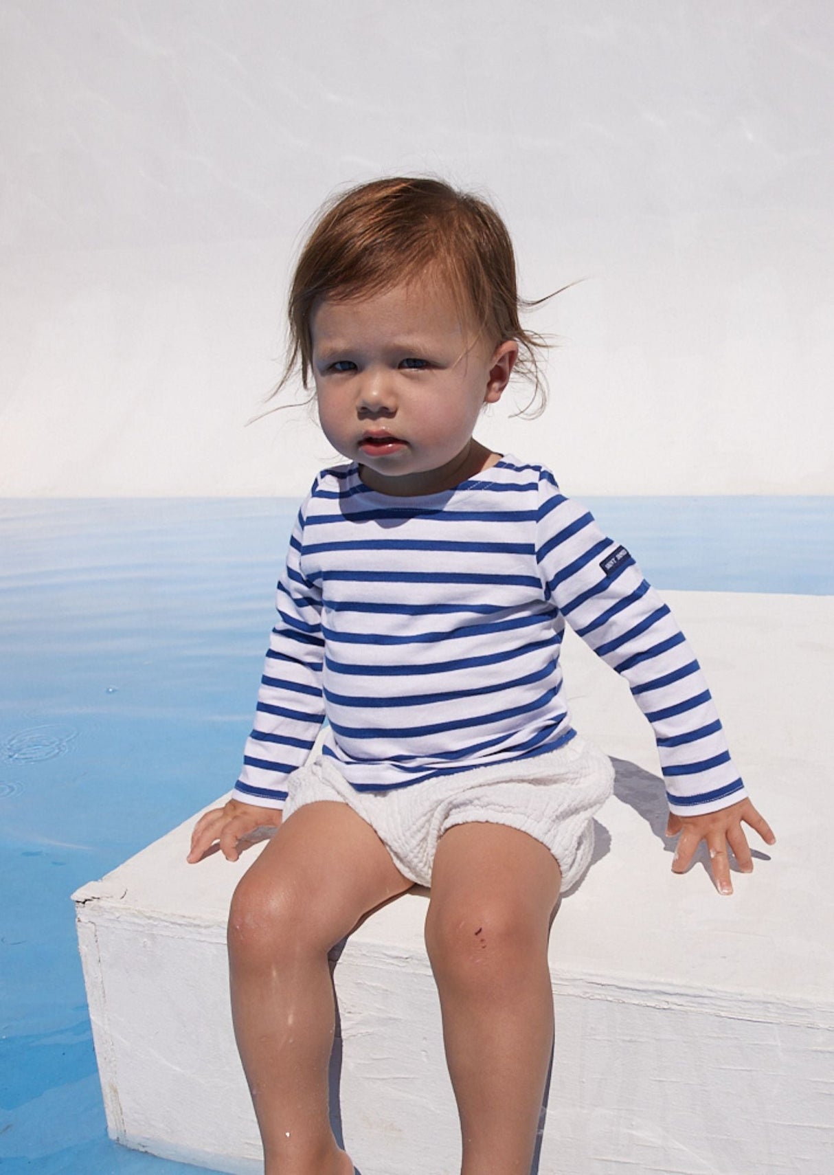 Saint James MINQUIERS KIDS - Authentic Breton Shirt for Kids in Soft Cotton (WHITE / ROYAL BLUE)
