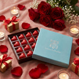 Delicate artisanal Chocolate hearts filled with passion fruit ganache