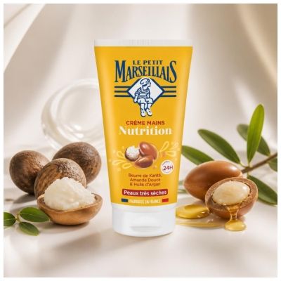 Le Petit Marseillais Nourishing Hand Cream for Very Dry Skin – Shea Butter, Almond & Argan Oil