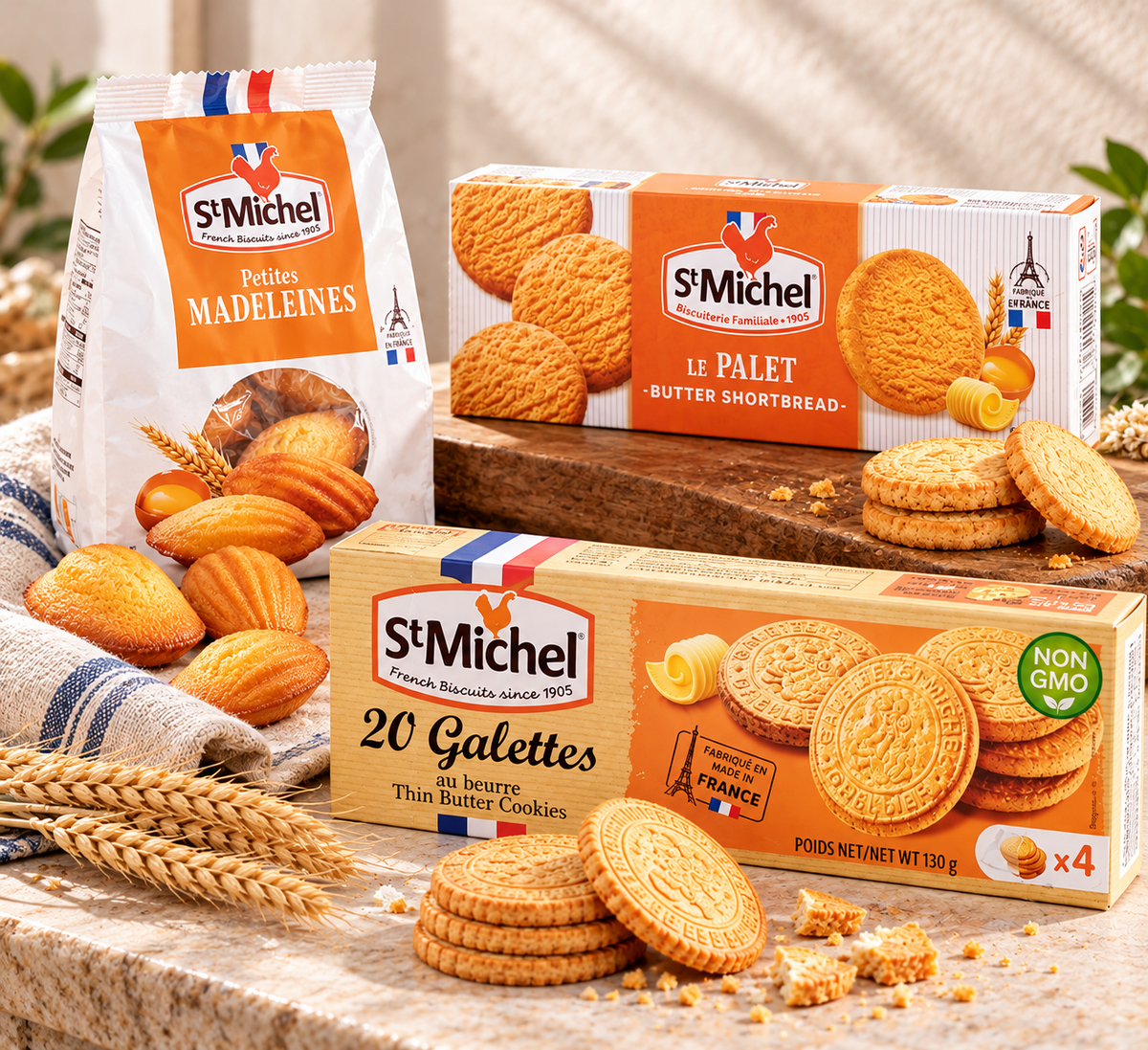 St Michel Best Sellers Trio – Classic French Butter Cookies & Madeleines