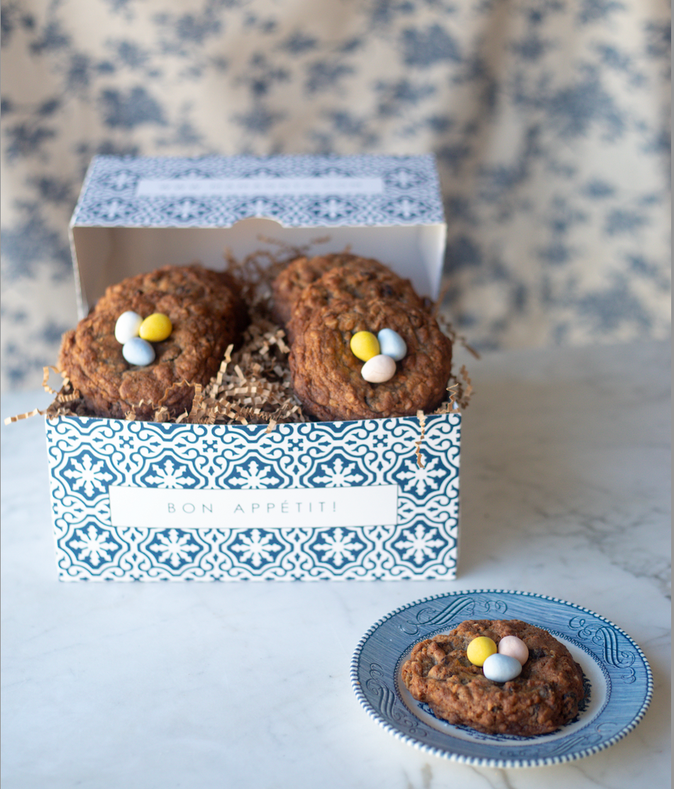 'Egg in a nest' oatmeal raisin cookie box by  Maman