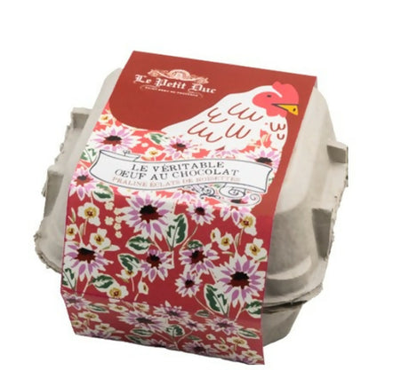 Le Petit Duc - Box of 4 Eggshells filled with chocolate praline & bits of hazelnuts & crepes dentelles