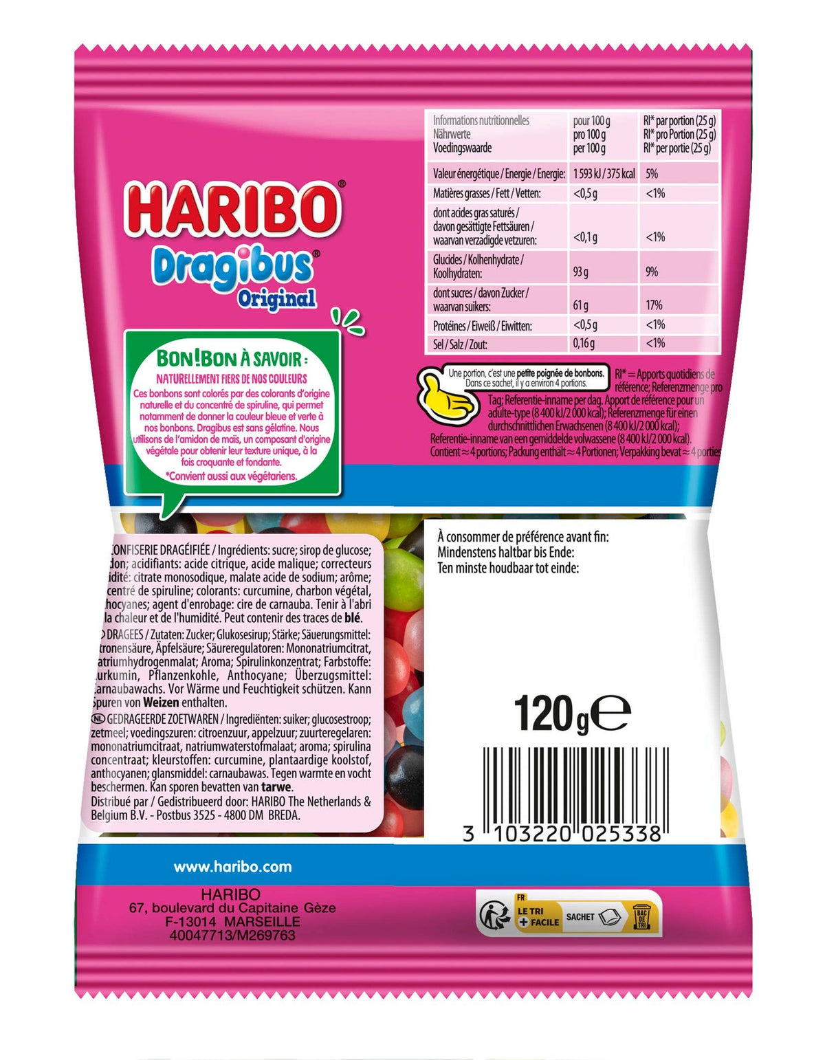 Haribo Dragibus Original French Candies – 120g