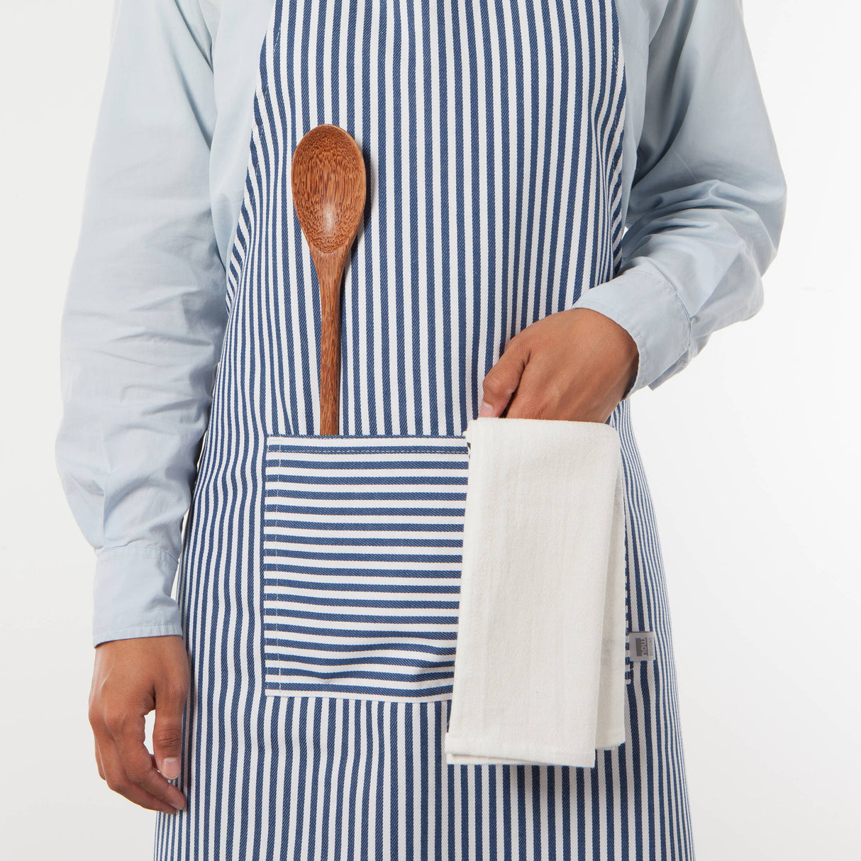 Narrow Royal Blue Stripe Chef Apron