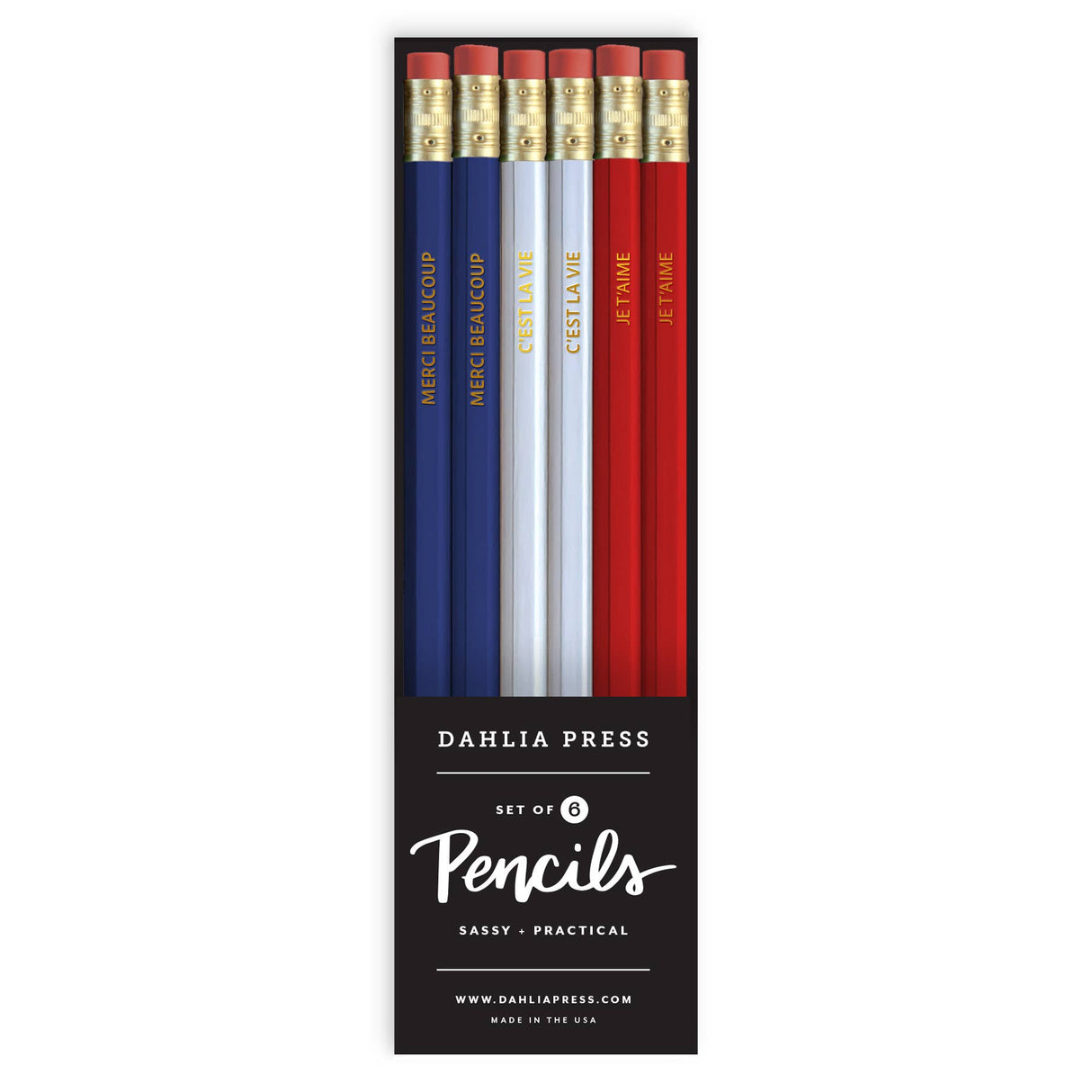 French Pencil Set, Parisian Collection - Set Of 6 Pencils