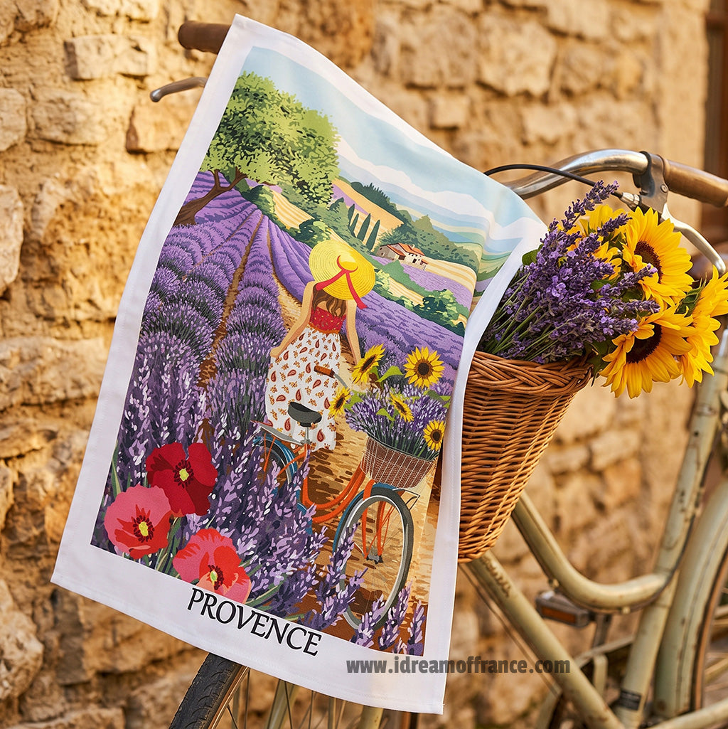 Provence Lavender Hills French Cotton Kitchen Towel by Label France