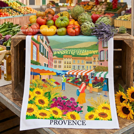 Provence Street Market French Cotton Kitchen Towel by Label France