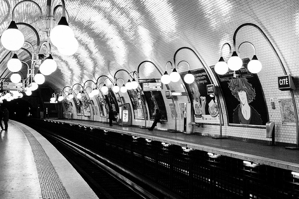 Paris Metro Cité in Black and White Photograph