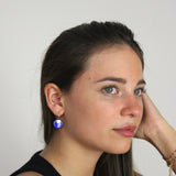 Shell Electric Blue Hoop Earrings