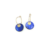 Shell Electric Blue Hoop Earrings