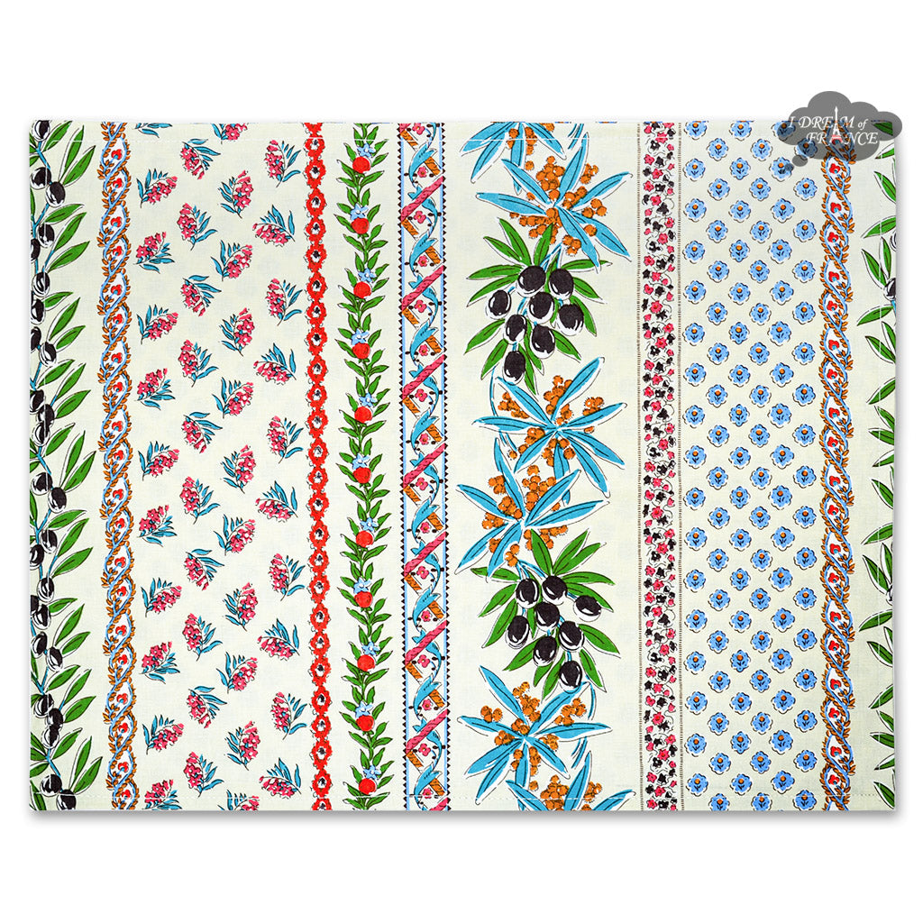 French Provencal placemat - Acrylic coated cotton - Spill-proof - Reversible - Olives cream | Le Cluny