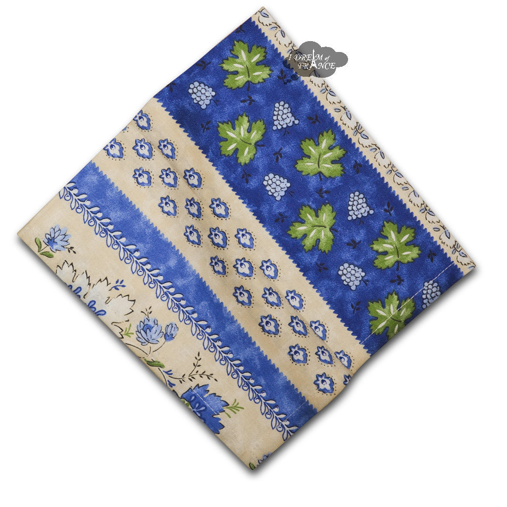 French Provencal napkin - Cotton - Monaco beige & blue | Le Cluny