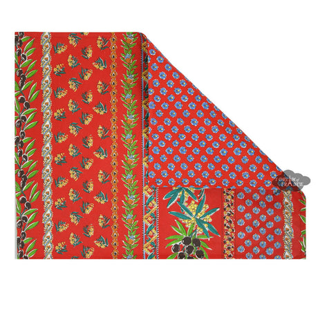 French Provencal placemat - Acrylic coated cotton - Spill-proof - Reversible - Olives red | Le Cluny