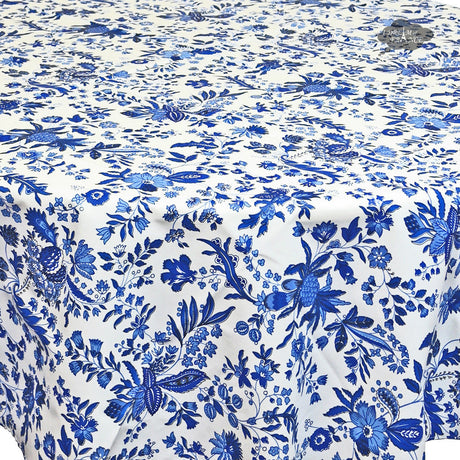 70" Round Versailles Blue Cotton French Tablecloth by Le Cluny