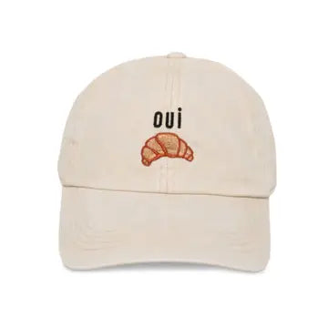 Oui Croissant Embroidered Hat Cap