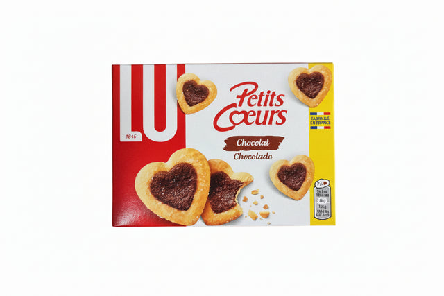 Box of LU Petit Beurre sugar cookies with heart shapes 
