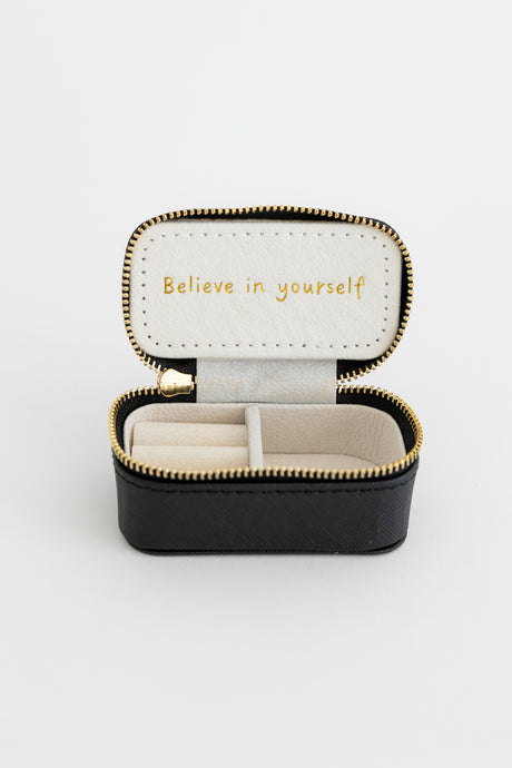 "Happy thoughts" mini travel jewelry case