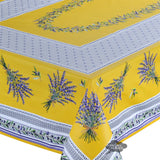 60x96" Rectangular Lauris Yellow Coated Cotton Tablecloth by Tissus Toselli