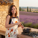 Poppies Cream Cotton Kitchen Apron by Tissus Toselli