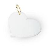 withe leather heart-shaped keychain