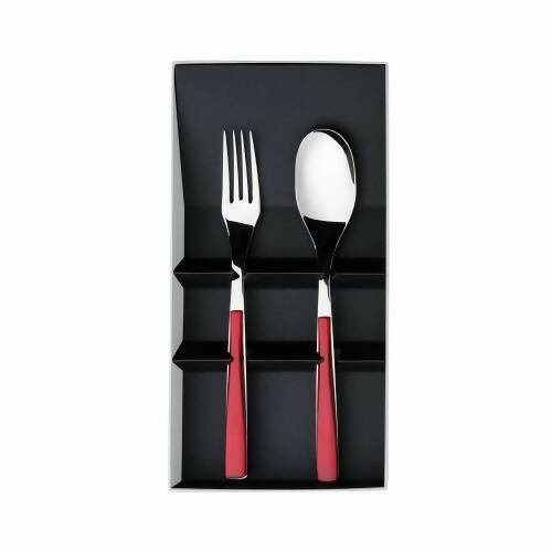 QUARTZ Red gift box of 2 pieces cutlery serving set