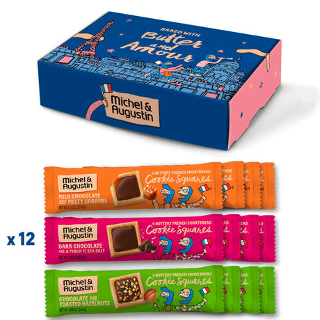 GIFT BOX Michel et Augustin - 4 cookie squares - 12 bars variety pack