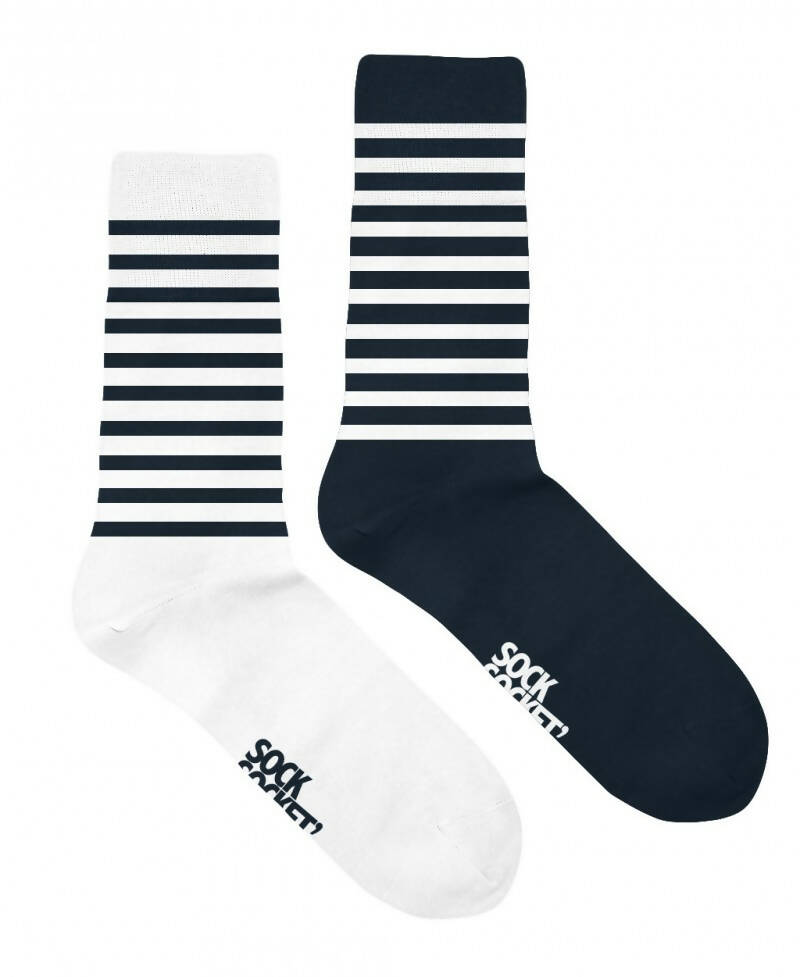 Mariniere navy and white mismatched socks - Marcel