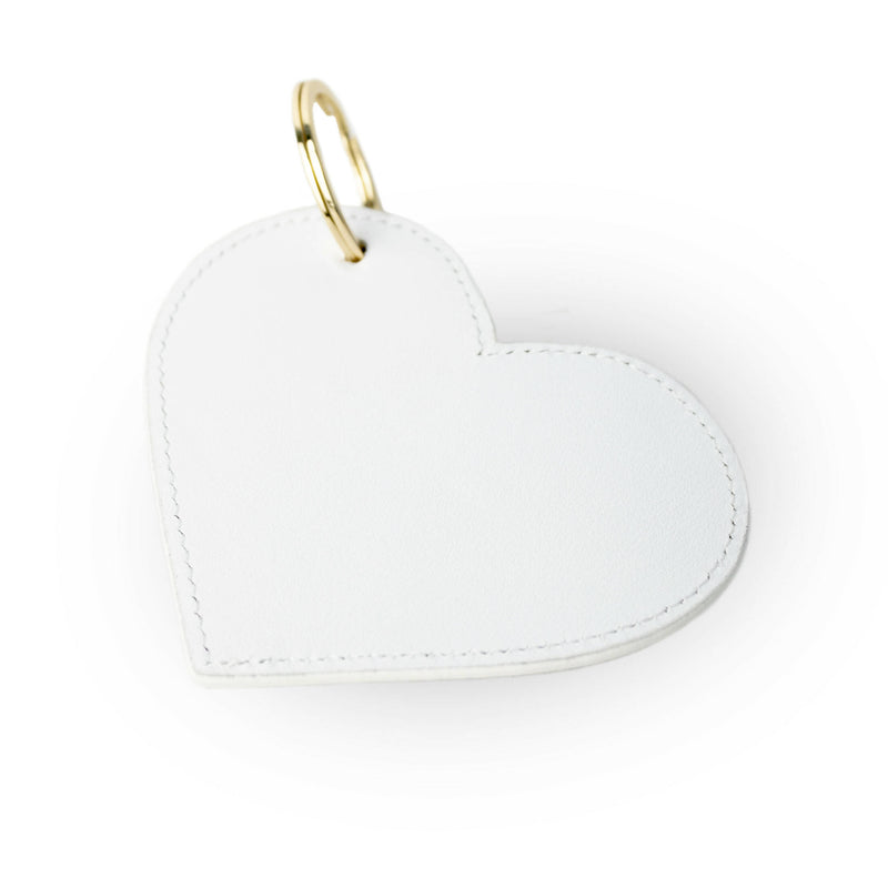 Beige leather heart-shaped keychain