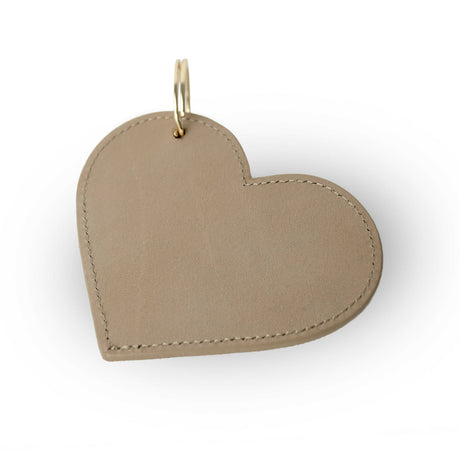 Beige leather heart-shaped keychain