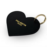Black leather heart-shaped keychain