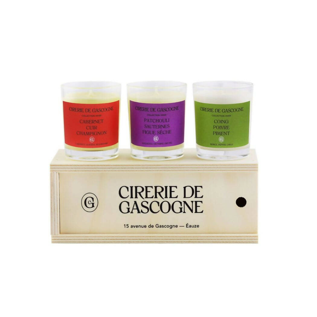 Cirerie De Gascogne - Winter Candle Set (in a wooden box) - 3 x 80g