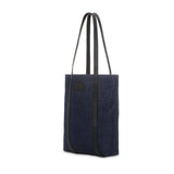 The Tote - Tote bag made from recycled denim with black leather finish