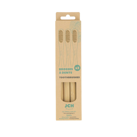 Set of 3 Toothbrushes with polyamide and bamboo bristles