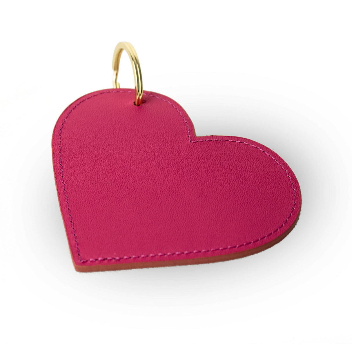 fuchsia leather heart-shaped keychain