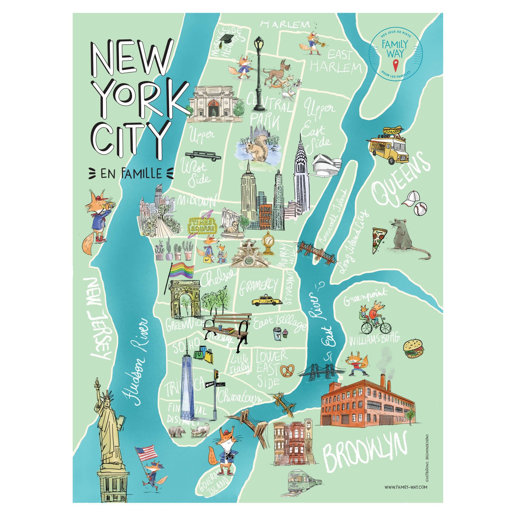 NEW YORK ニューヨーク マンハッタン Map 地図 ポスター｜海外