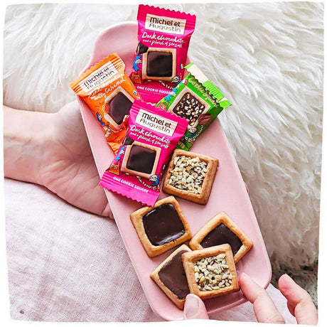 Michel et Augustin Bags Chocolate French Cookie Squares | 3 Pack | Variety Pack | 15 Shortbread Cookie Squares Per Bag