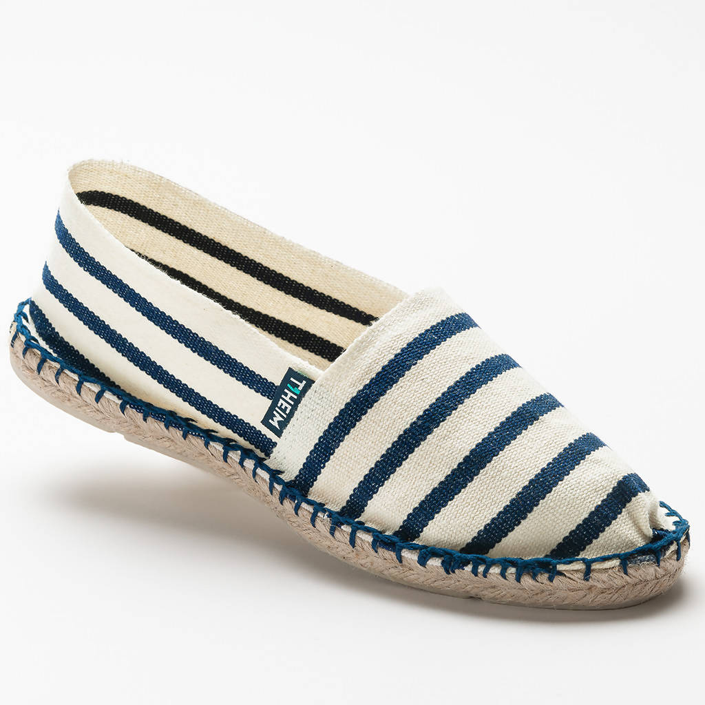 Blue and white striped espadrilles on sale