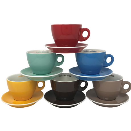 Staked Cappuccino Cups by Café Richard in six colors