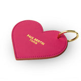 fuchsia leather heart-shaped keychain