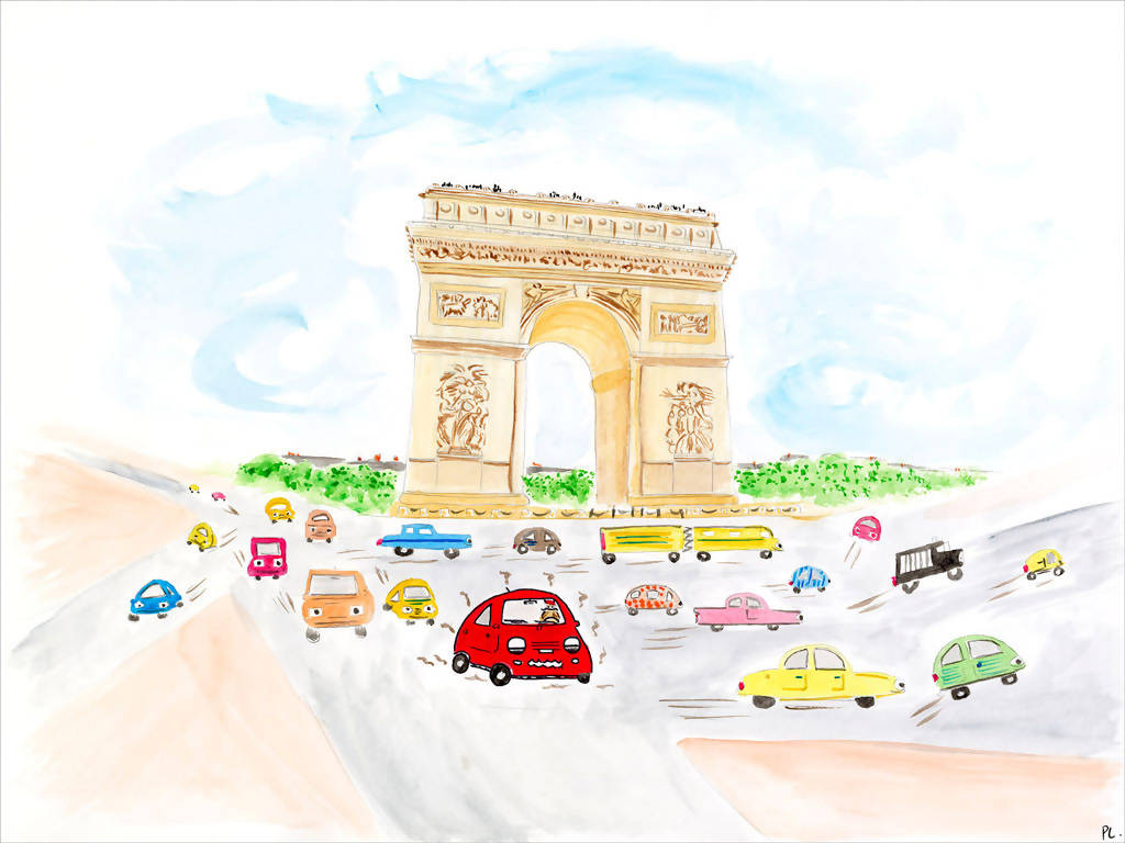 Pauline Lévêque illustration - Arc de Triomphe (Beep Beep in Paris)