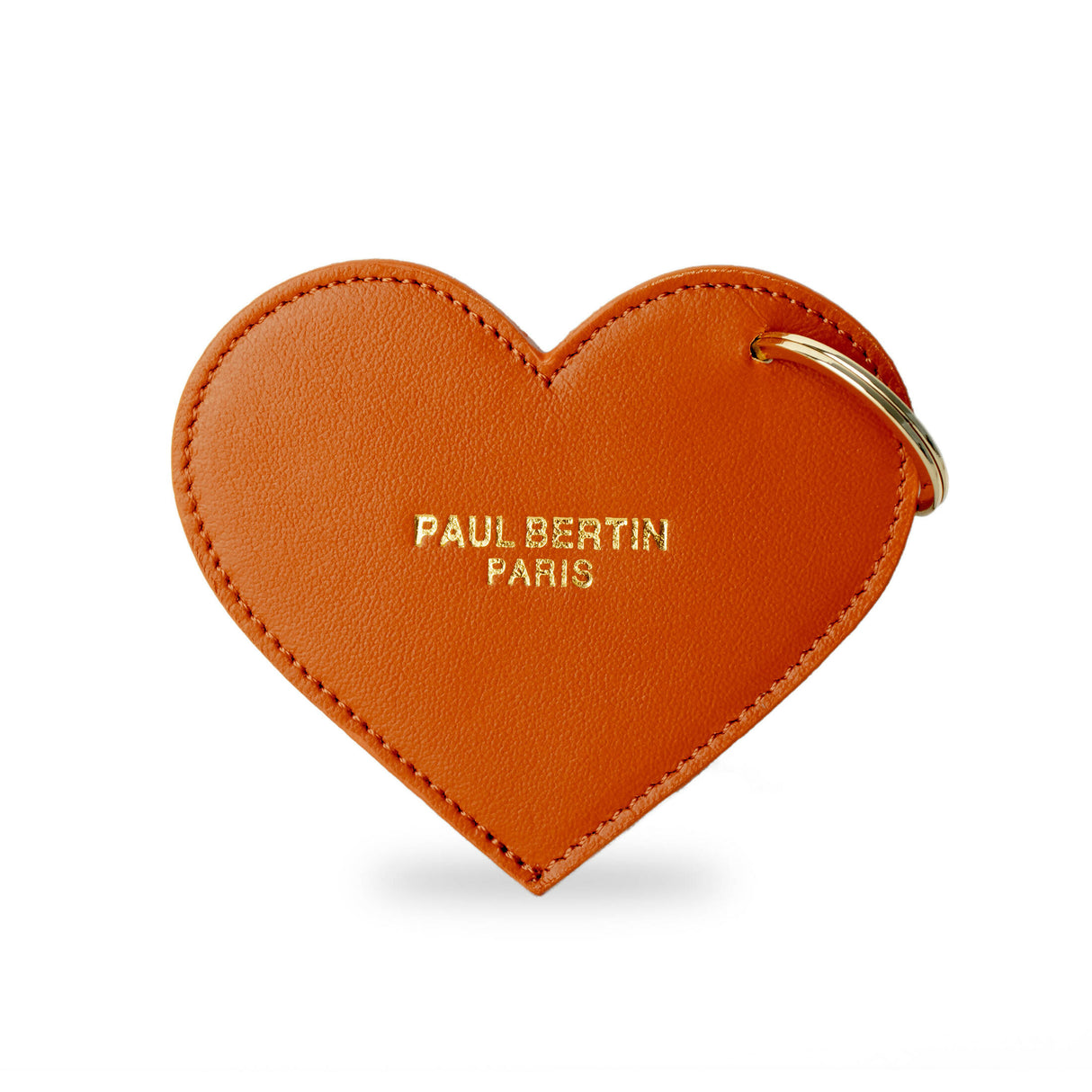 orange leather heart-shaped keychain