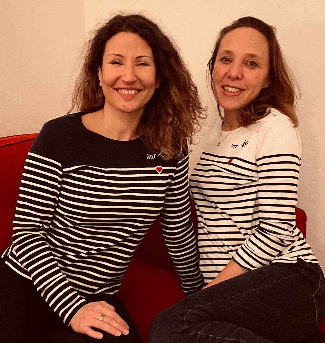 Women wearing the french stripes in navy and white