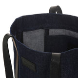 The Tote - Tote bag made from recycled denim with black leather finish