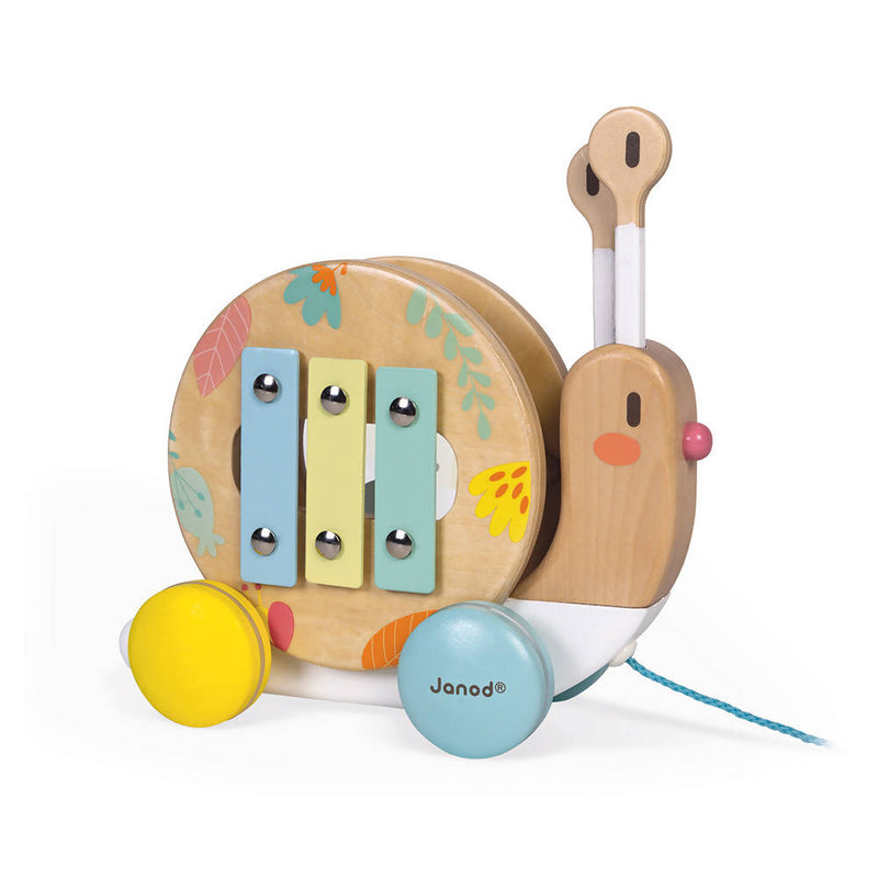 Pure pull along snail, Wooden toy - JANOD